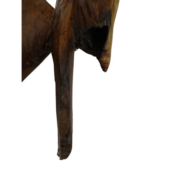 Hand Carved Bird Sitting on Log Wood Beautiful Bird Stained Natural 13" Tall - Picture 7 of 9